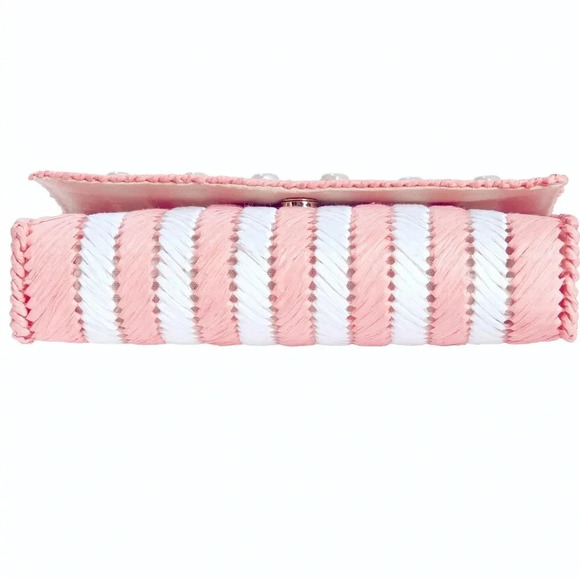 BTB Los Angeles Gizell Clutch interwoven straw clutch heart shape hardware. - Picture 10 of 11
